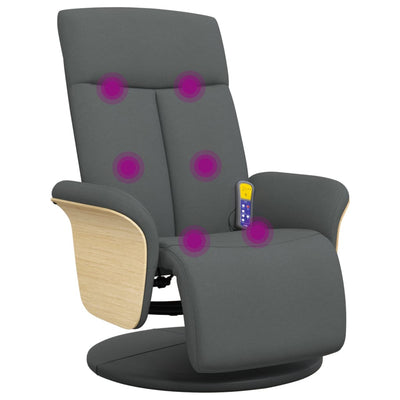 Massage Recliner Chair with Footrest Dark Grey Fabric