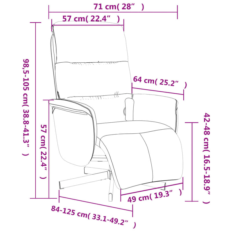 Massage Recliner Chair with Footrest Dark Grey Fabric