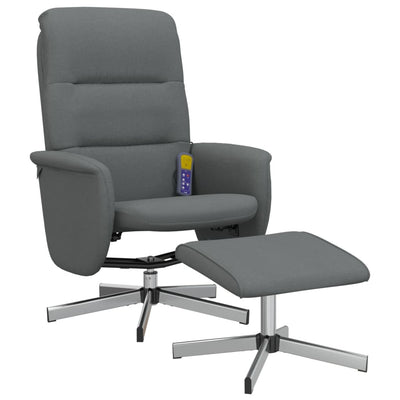 Massage Recliner Chair with Footstool Dark Grey Fabric