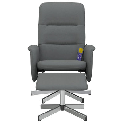 Massage Recliner Chair with Footstool Dark Grey Fabric