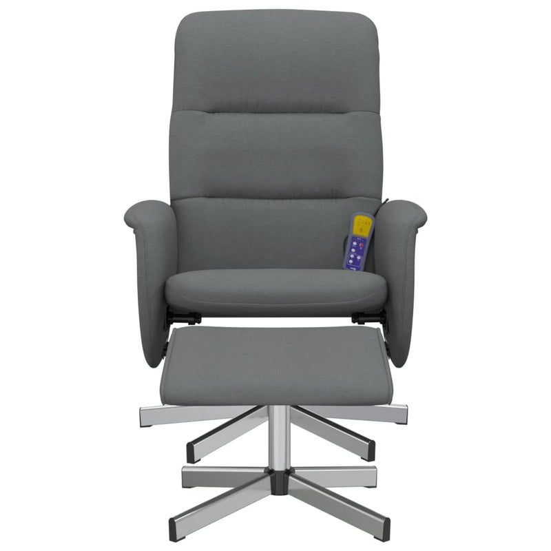 Massage Recliner Chair with Footstool Dark Grey Fabric