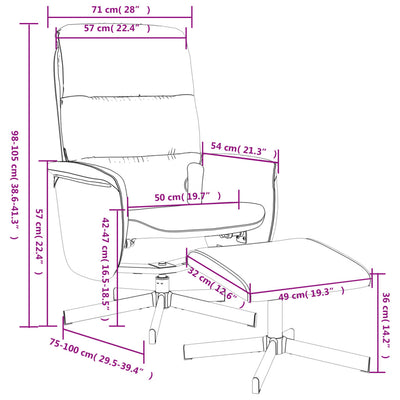 Massage Recliner Chair with Footstool Dark Grey Fabric