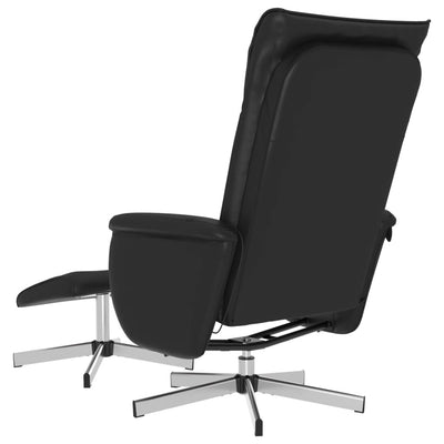 Massage Recliner Chair with Footstool Black Faux Leather