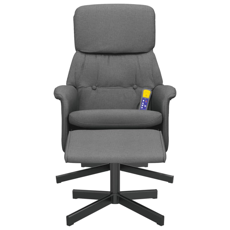 Massage Recliner Chair with Footstool Dark Grey Fabric