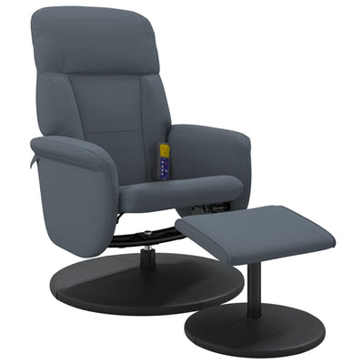 Massage Recliner Chair with Footstool Dark Grey Velvet