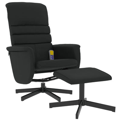 Massage Recliner Chair with Footstool Black Faux Leather