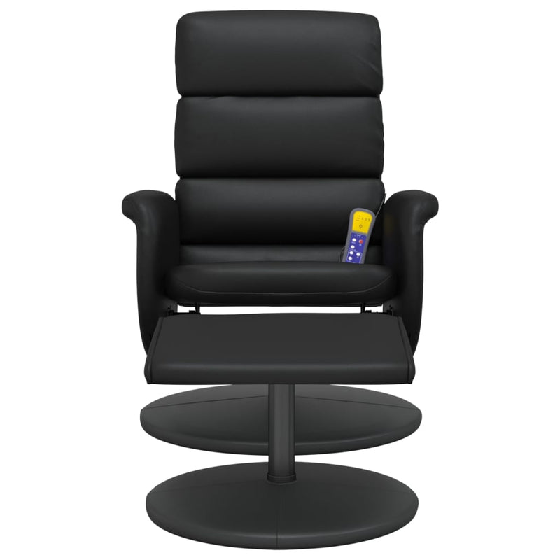 Massage Recliner Chair with Footstool Black Faux Leather