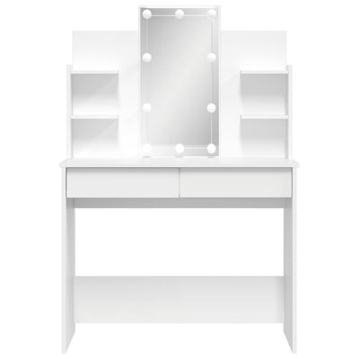 Dressing Table with LED Lights White 96x40x142 cm