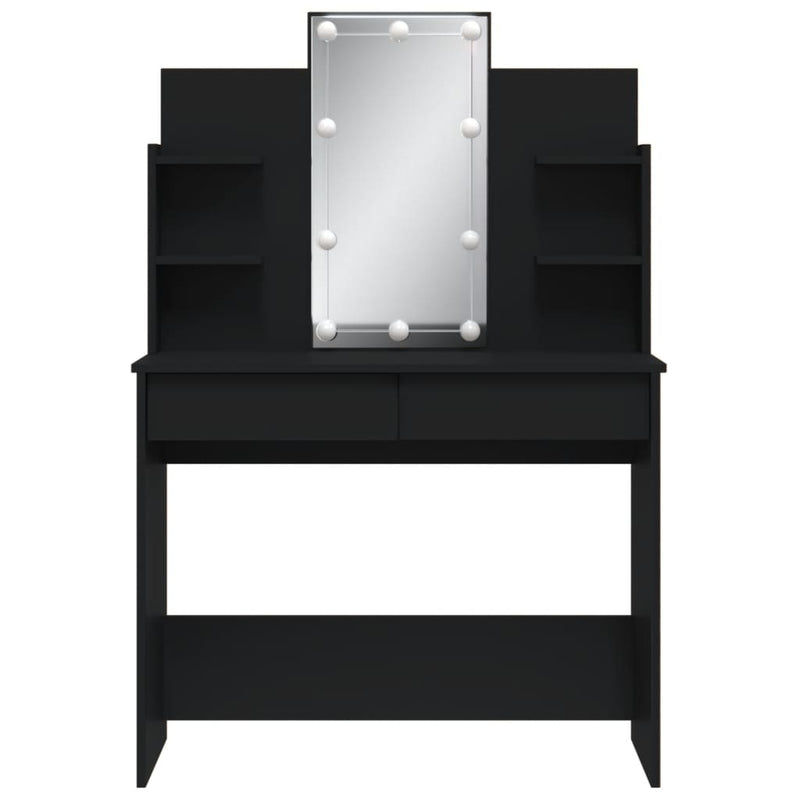 Dressing Table with LED Lights Black 96x40x142 cm