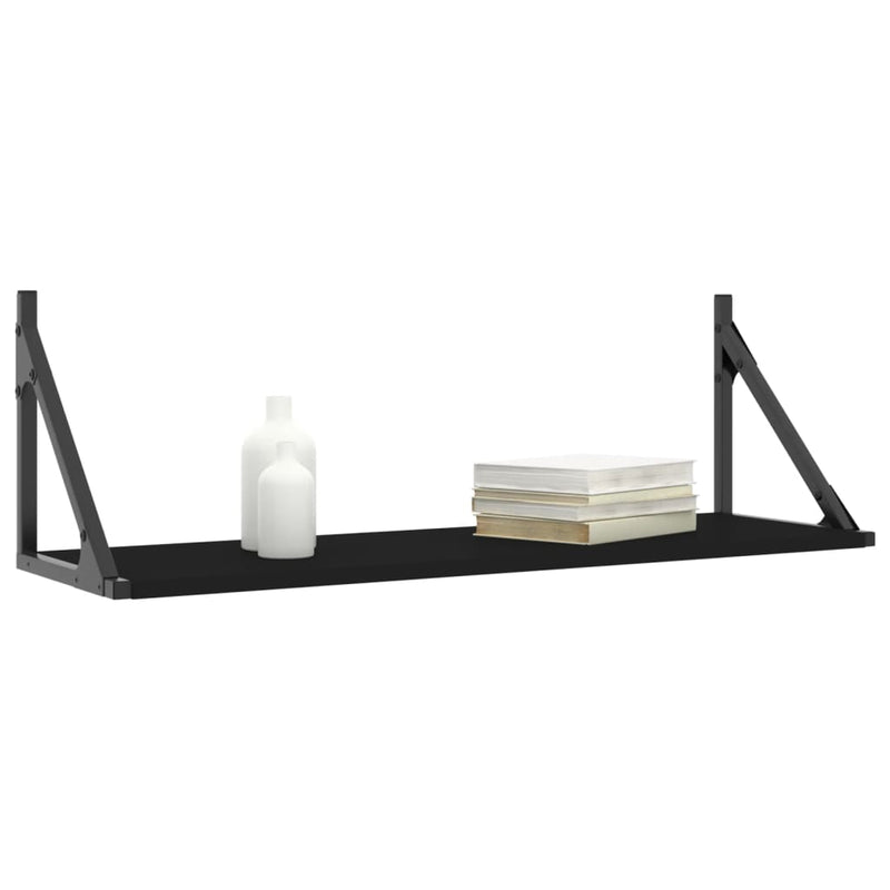 Wall Shelves 2 pcs Black 80x25x25.5 cm Engineered Wood