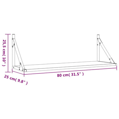 Wall Shelves 2 pcs Black 80x25x25.5 cm Engineered Wood