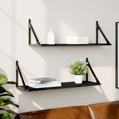 Wall Shelves 2 pcs Black 80x25x25.5 cm Engineered Wood