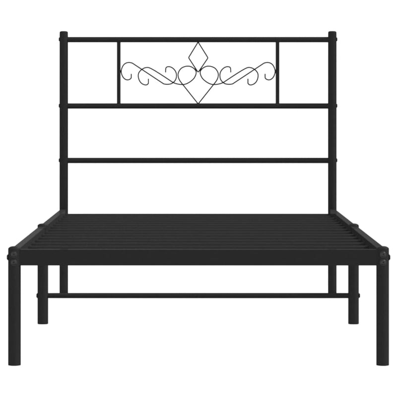 Metal Bed Frame without Mattress with Headboard Black 90x190 cm