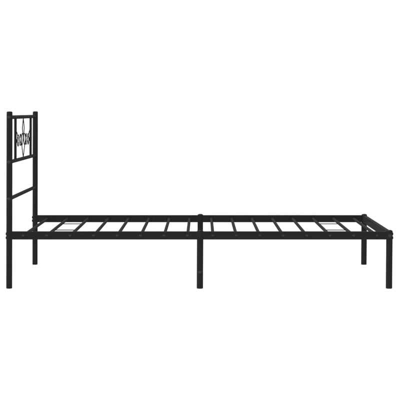 Metal Bed Frame without Mattress with Headboard Black 90x190 cm