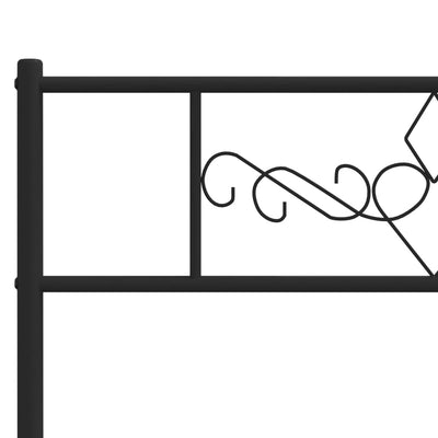 Metal Bed Frame without Mattress with Headboard Black 90x190 cm