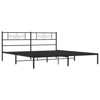 Metal Bed Frame without Mattress with Headboard Black 183x203 cm King