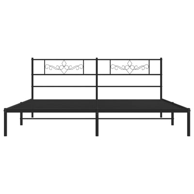 Metal Bed Frame without Mattress with Headboard Black 183x203 cm King