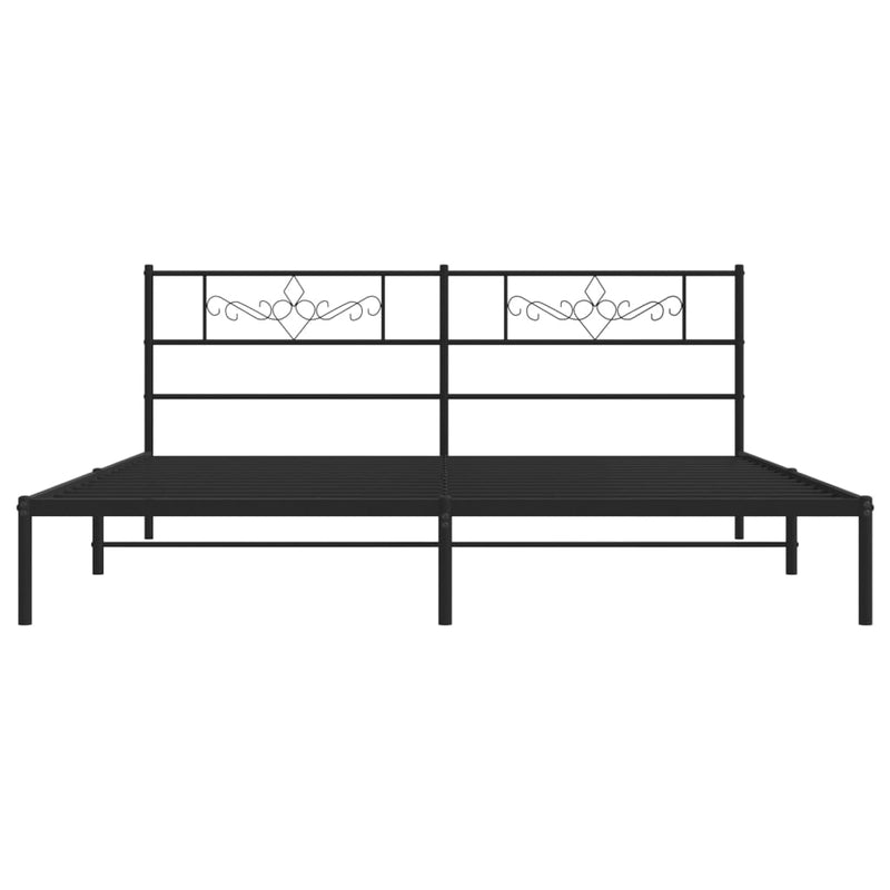 Metal Bed Frame without Mattress with Headboard Black 183x203 cm King