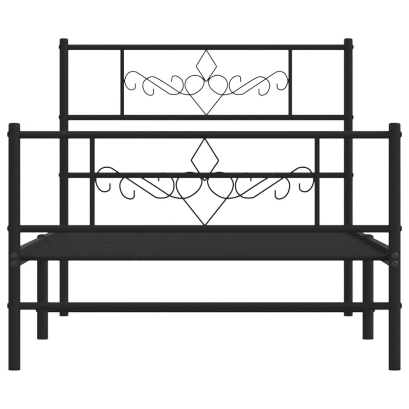 Metal Bed Frame without Mattress with Footboard Black 90x190 cm