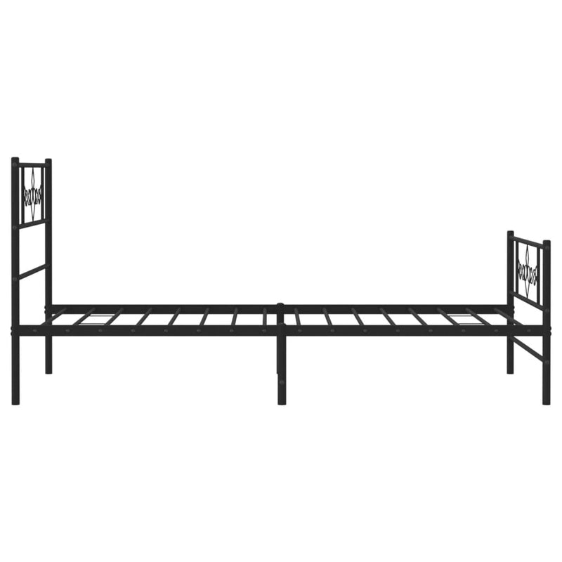 Metal Bed Frame without Mattress with Footboard Black 90x190 cm