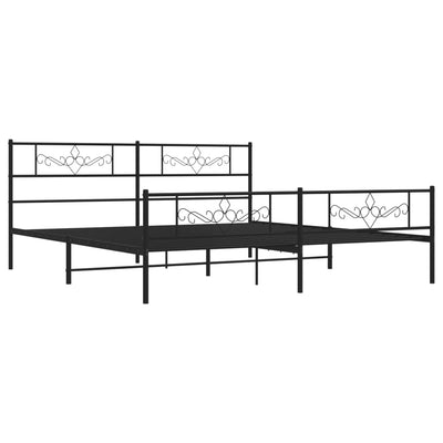 Metal Bed Frame without Mattress with Footboard Black 183x203 cm King