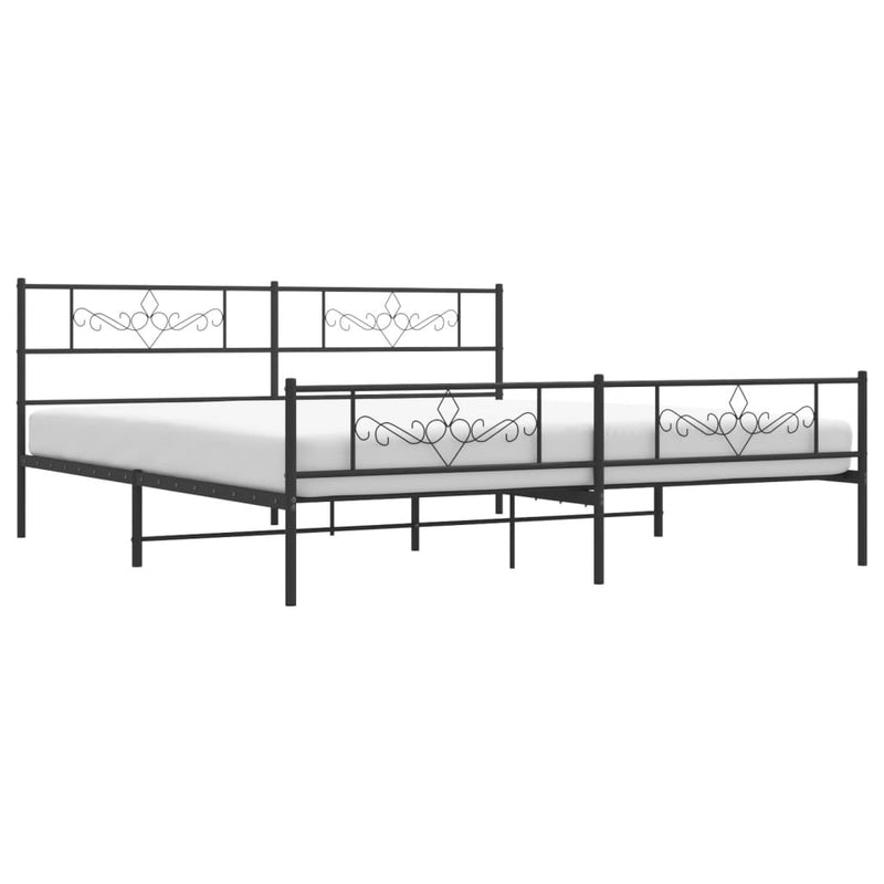 Metal Bed Frame without Mattress with Footboard Black 183x203 cm King