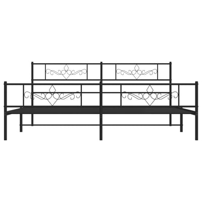 Metal Bed Frame without Mattress with Footboard Black 183x203 cm King