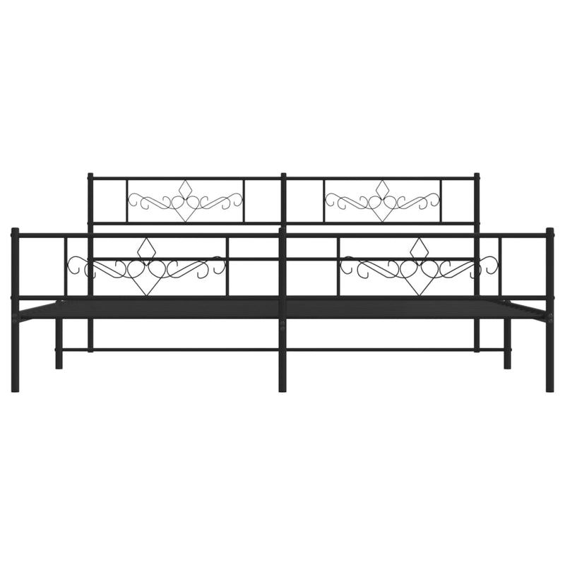 Metal Bed Frame without Mattress with Footboard Black 183x203 cm King