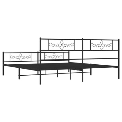 Metal Bed Frame without Mattress with Footboard Black 183x203 cm King