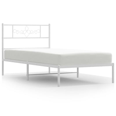 Metal Bed Frame without Mattress with Headboard White 107x203 cm King Single