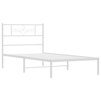 Metal Bed Frame without Mattress with Headboard White 107x203 cm King Single