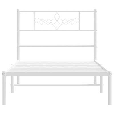 Metal Bed Frame without Mattress with Headboard White 107x203 cm King Single