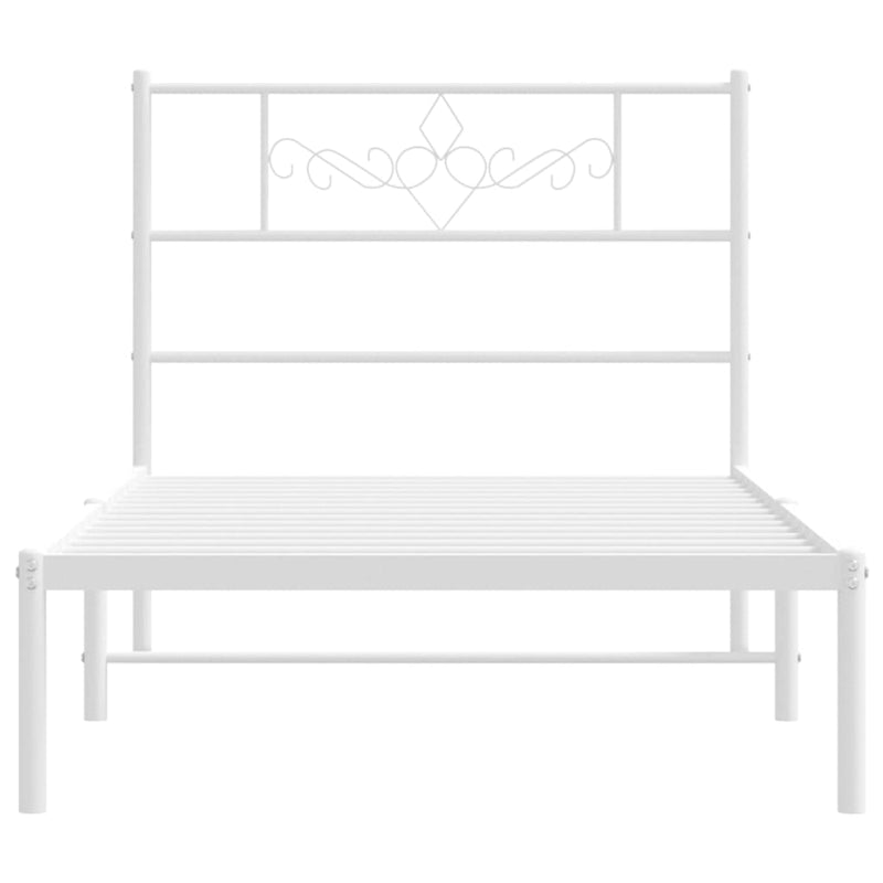 Metal Bed Frame without Mattress with Headboard White 107x203 cm King Single