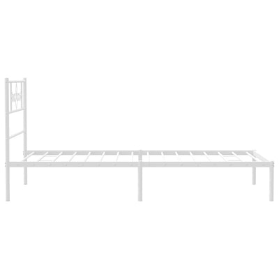 Metal Bed Frame without Mattress with Headboard White 107x203 cm King Single