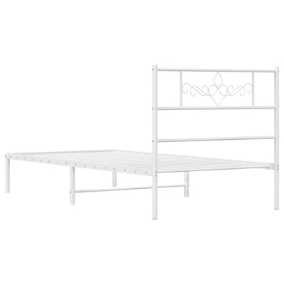 Metal Bed Frame without Mattress with Headboard White 107x203 cm King Single