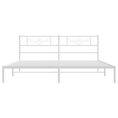 Metal Bed Frame without Mattress with Headboard White 183x203 cm King