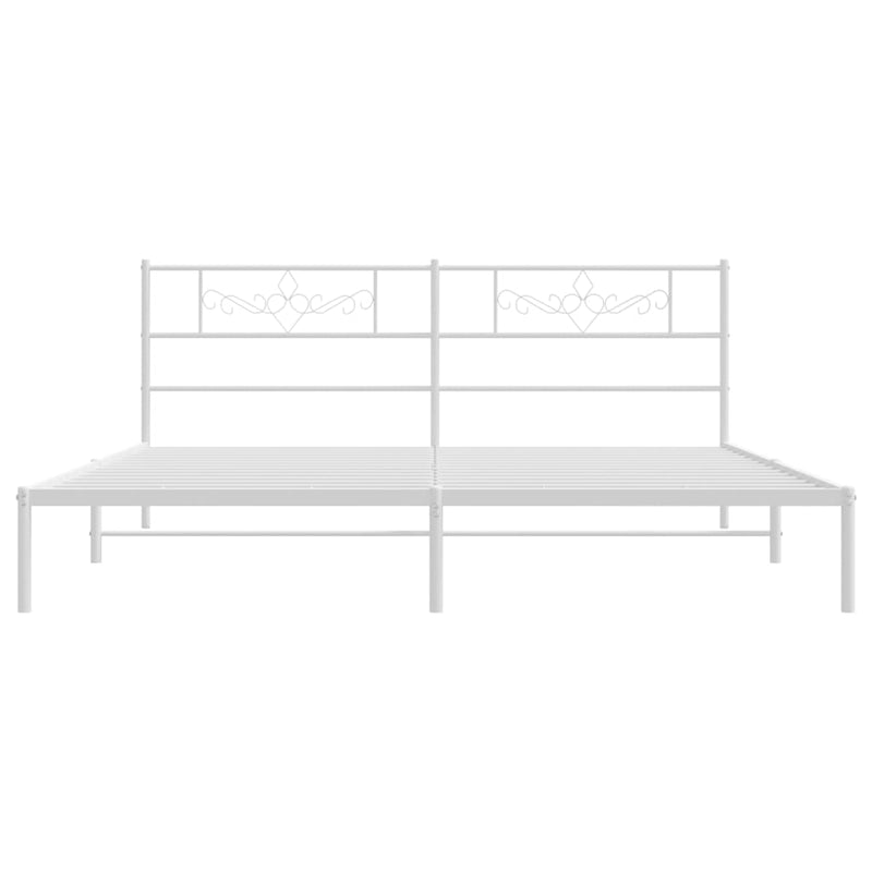 Metal Bed Frame without Mattress with Headboard White 183x203 cm King