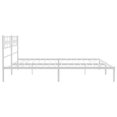 Metal Bed Frame without Mattress with Headboard White 183x203 cm King