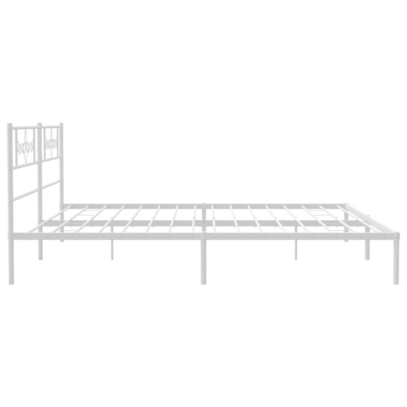 Metal Bed Frame without Mattress with Headboard White 183x203 cm King