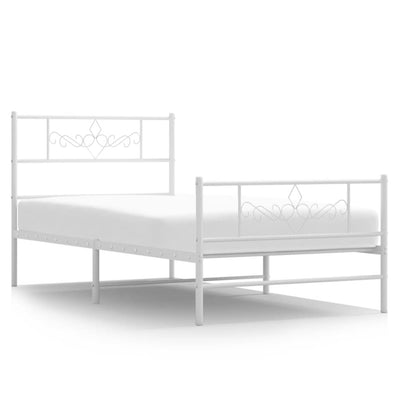 Metal Bed Frame without Mattress with Footboard White 90x190 cm