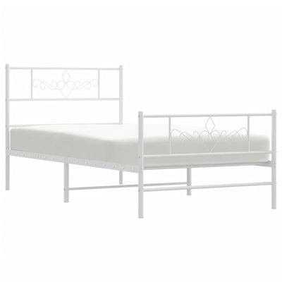 Metal Bed Frame without Mattress with Footboard White 90x190 cm