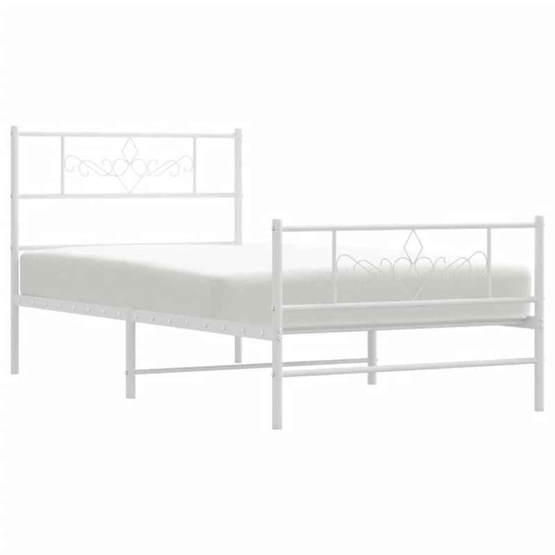 Metal Bed Frame without Mattress with Footboard White 90x190 cm