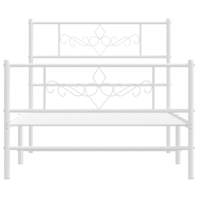 Metal Bed Frame without Mattress with Footboard White 90x190 cm