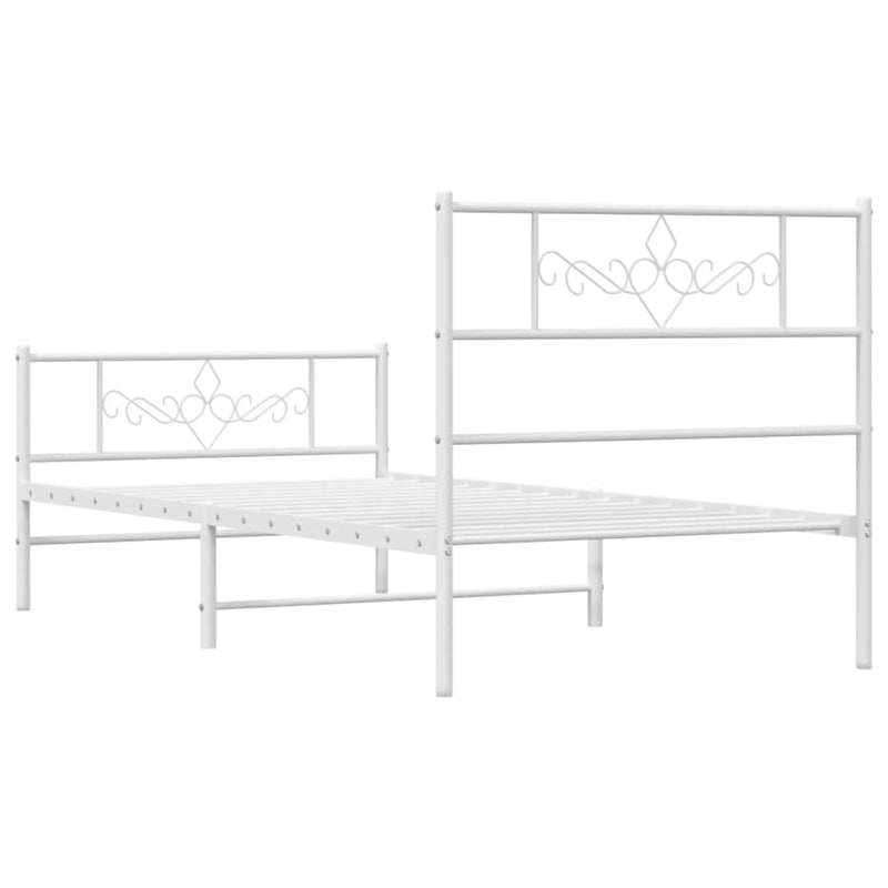 Metal Bed Frame without Mattress with Footboard White 90x190 cm