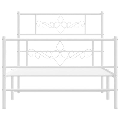 Metal Bed Frame without Mattress with Footboard White 107x203 cm King Single