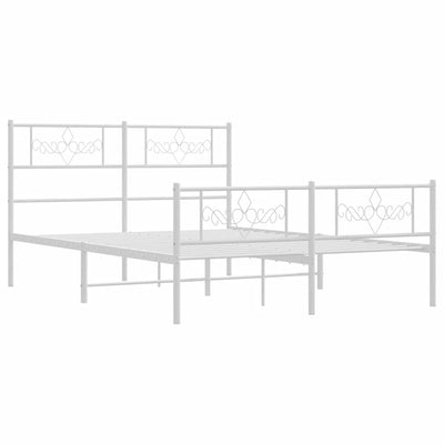 Metal Bed Frame without Mattress with Footboard White 150x200 cm