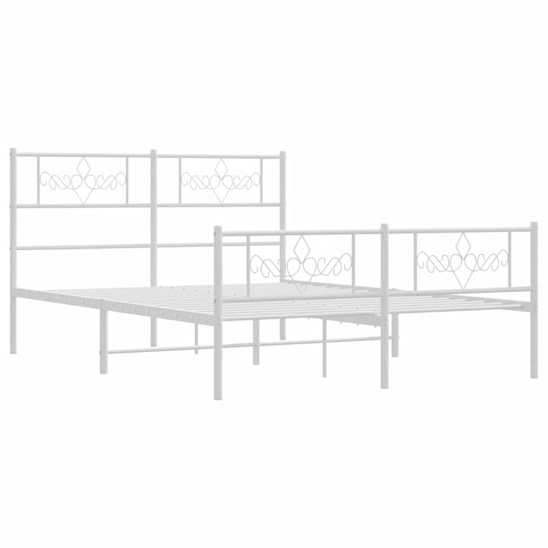 Metal Bed Frame without Mattress with Footboard White 150x200 cm