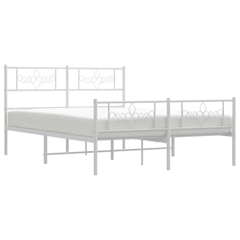 Metal Bed Frame without Mattress with Footboard White 150x200 cm