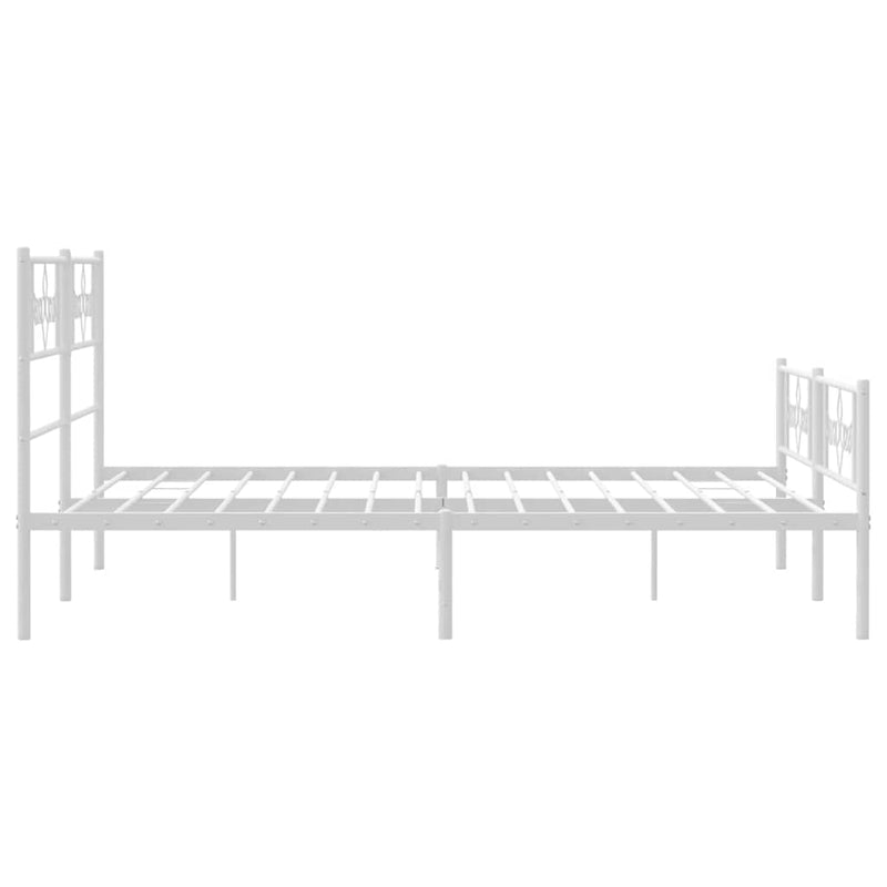 Metal Bed Frame without Mattress with Footboard White 150x200 cm