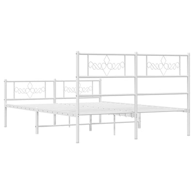 Metal Bed Frame without Mattress with Footboard White 150x200 cm